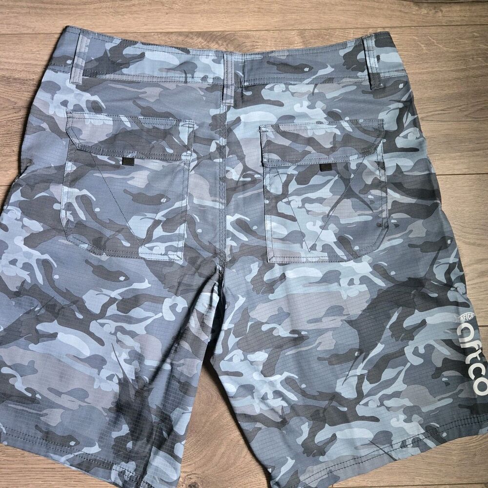 AFTCO Fishing Shorts Men's 32 Blue Camo Ripstop Utility Cargo Outdoor Shorts - Picture 10 of 15